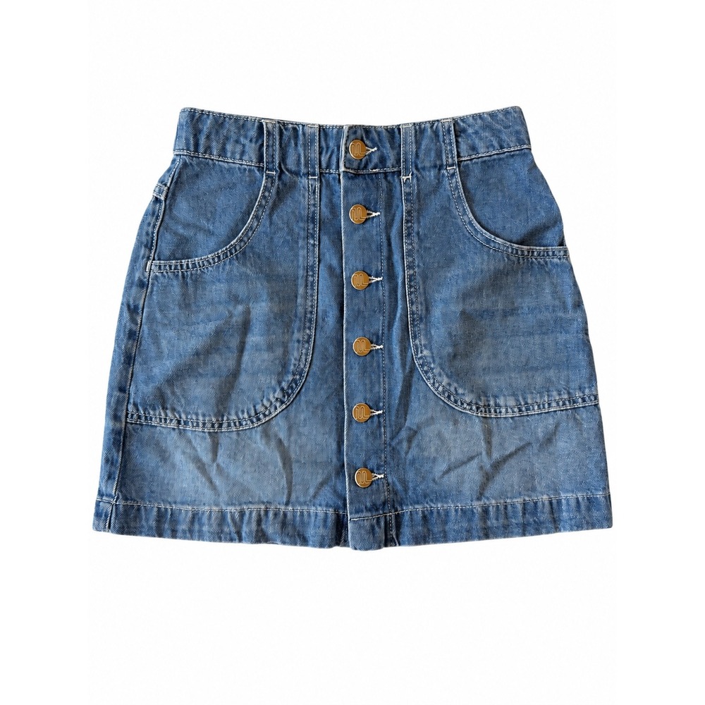 Marine Layer Button Front Denim Mini Skirt Medium Wash Blue Cotton Size 2